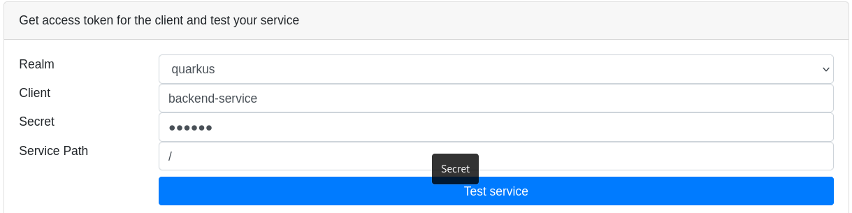 Dev UI OpenID Connect Keycloak Page - Client Credentials Grant